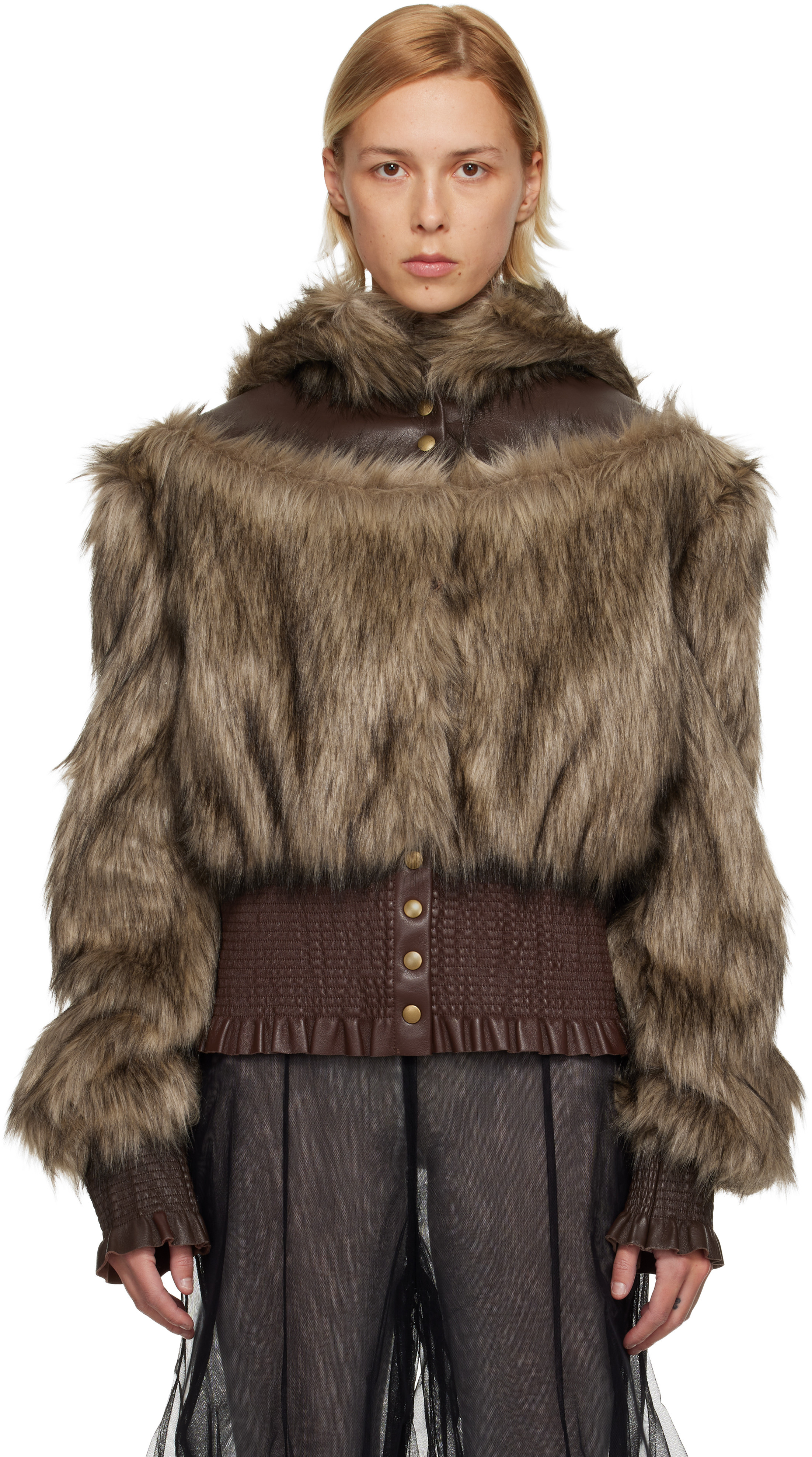 Nicklas Skovgaard SSENSE Exclusive Brown Joan Leather Jacket | SSENSE