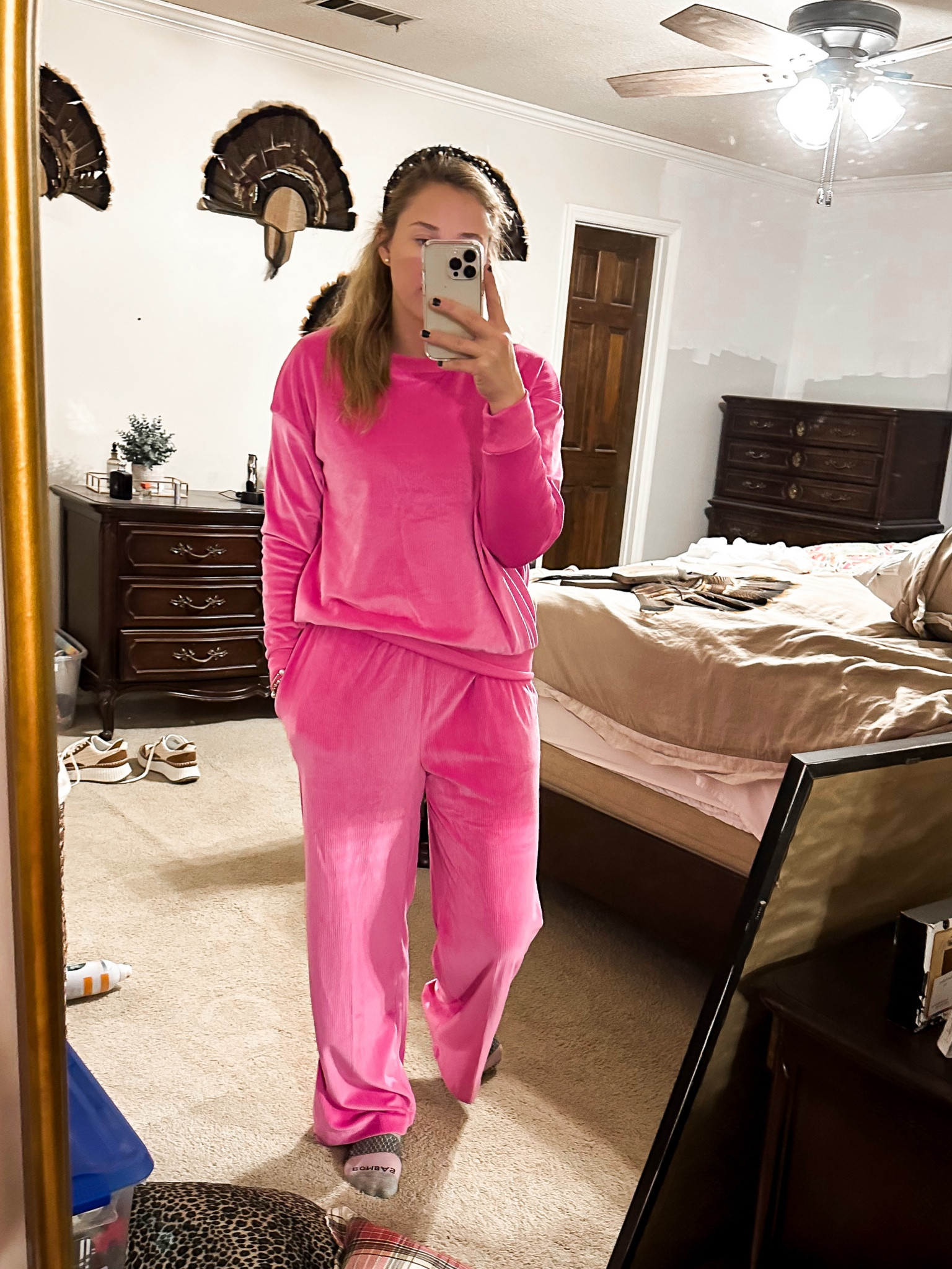 Under construction room, but living in this new pajama set (but also wearing it as a lounge set)from now until the end of forever!! 🩷

#LTKGiftGuide #LTKstyletip #LTKHoliday