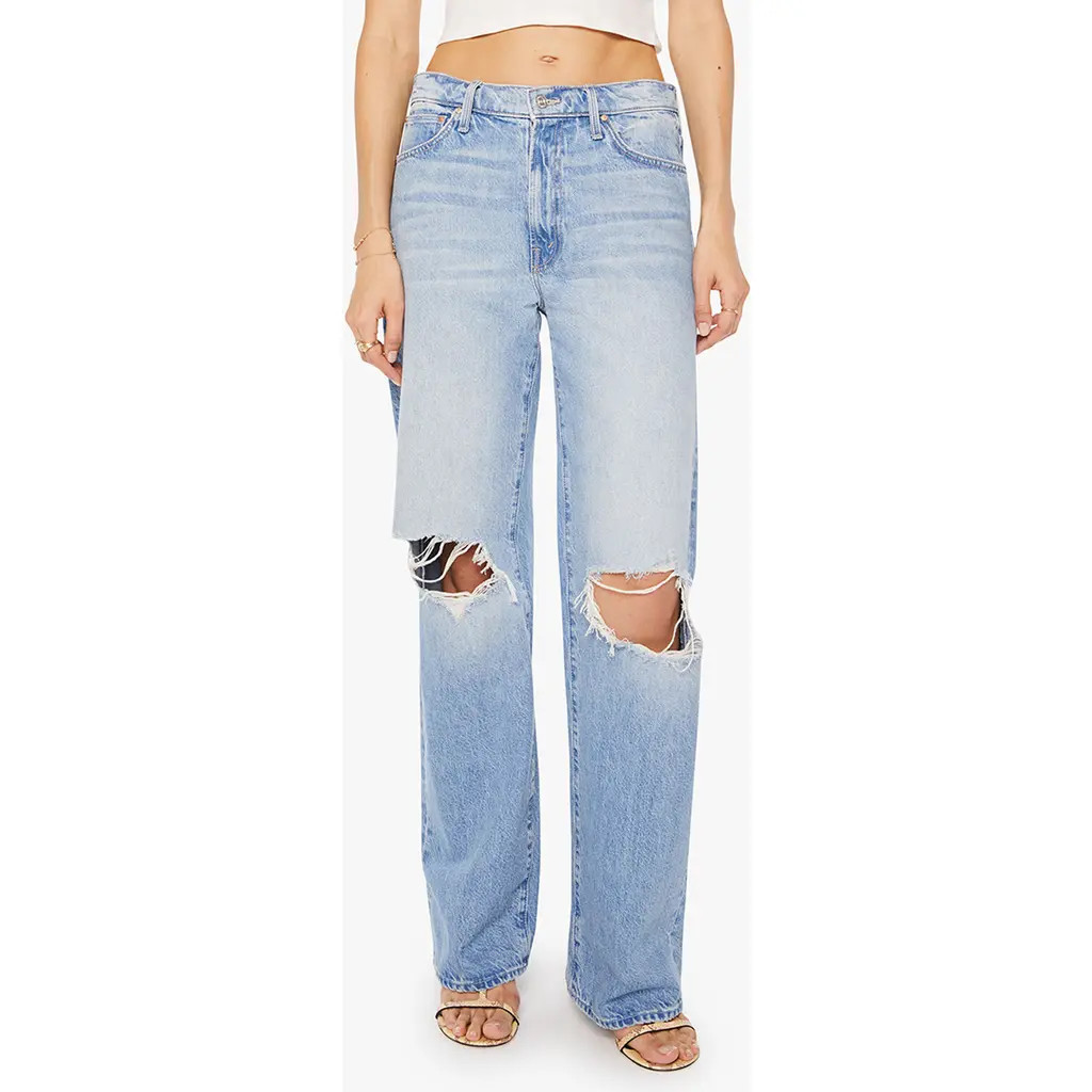 MOTHER The Dodger Sneak Ripped Wide Leg Jeans in Floral Frenzy at Nordstrom Rack, Size 29 | Nordstrom Rack