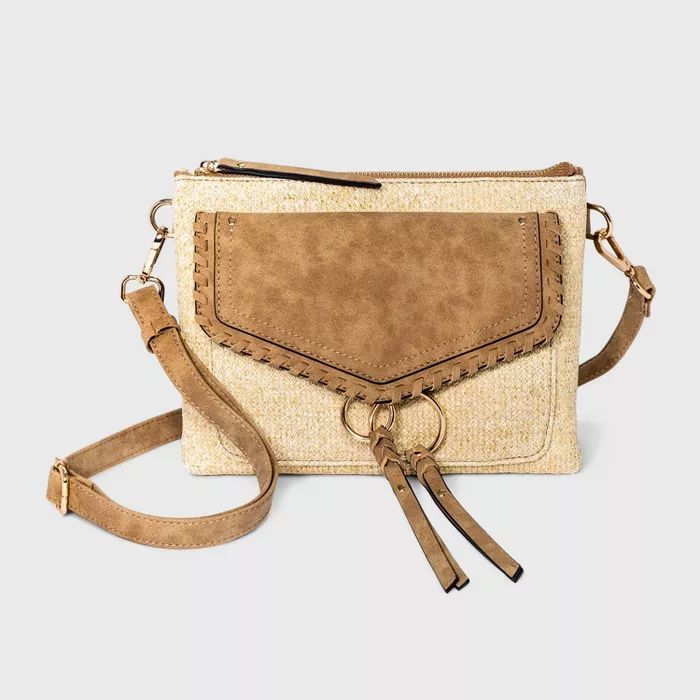 VR NYC Woven Crossbody Bag - Straw | Target