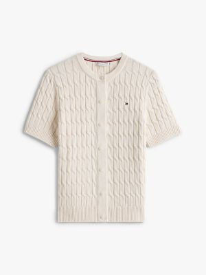 Cable Knit Short-Sleeve Cardigan | Tommy Hilfiger | Tommy Hilfiger (US)