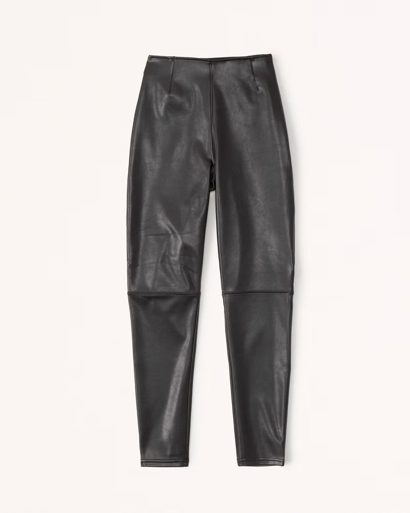 Curve Love Vegan Leather Skinny Leggings Black Leggings Outfits Black Pants Business Casual  | Abercrombie & Fitch (US)