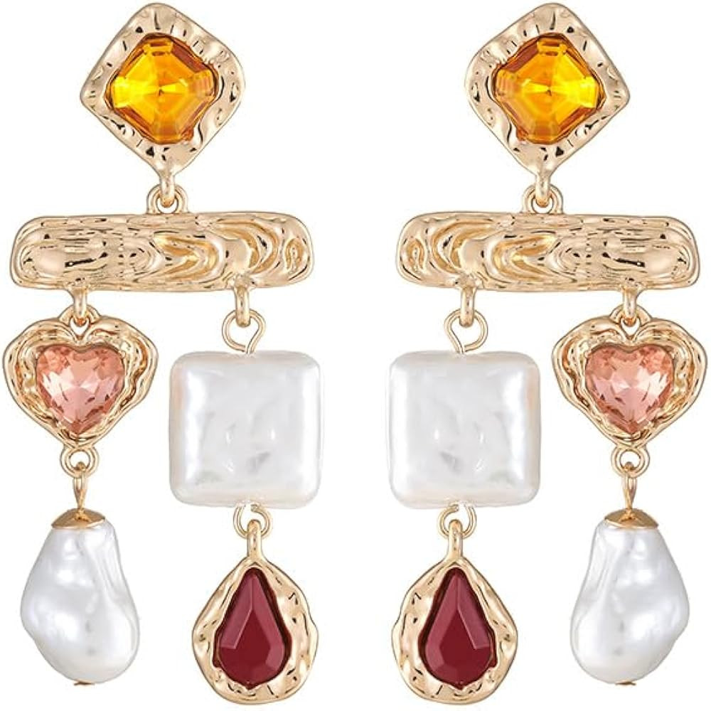 Baroque Pearls Stud Earrings Dangle Earrings Christmas Jewelry Gifts for Women Girls | Amazon (US)