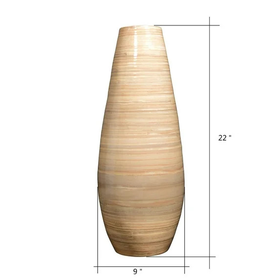 Villacera Handcrafted 22” Tall Natural Bamboo Vase | Decorative Tear Drop Floor Vase for Silk P... | Walmart (US)
