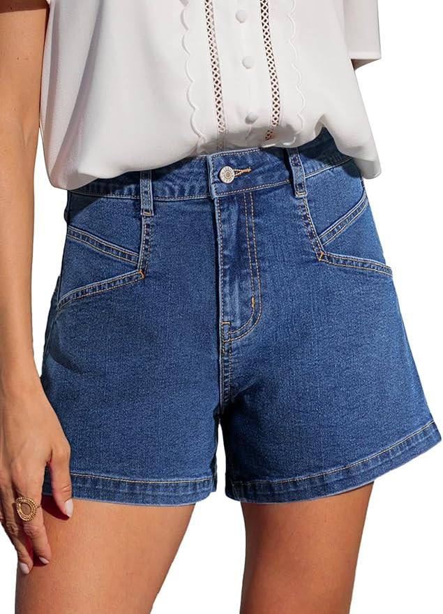 Sidefeel Women's Jean Shorts High Waisted Stretchy Summer Denim Shorts with Pockets | Amazon (US)