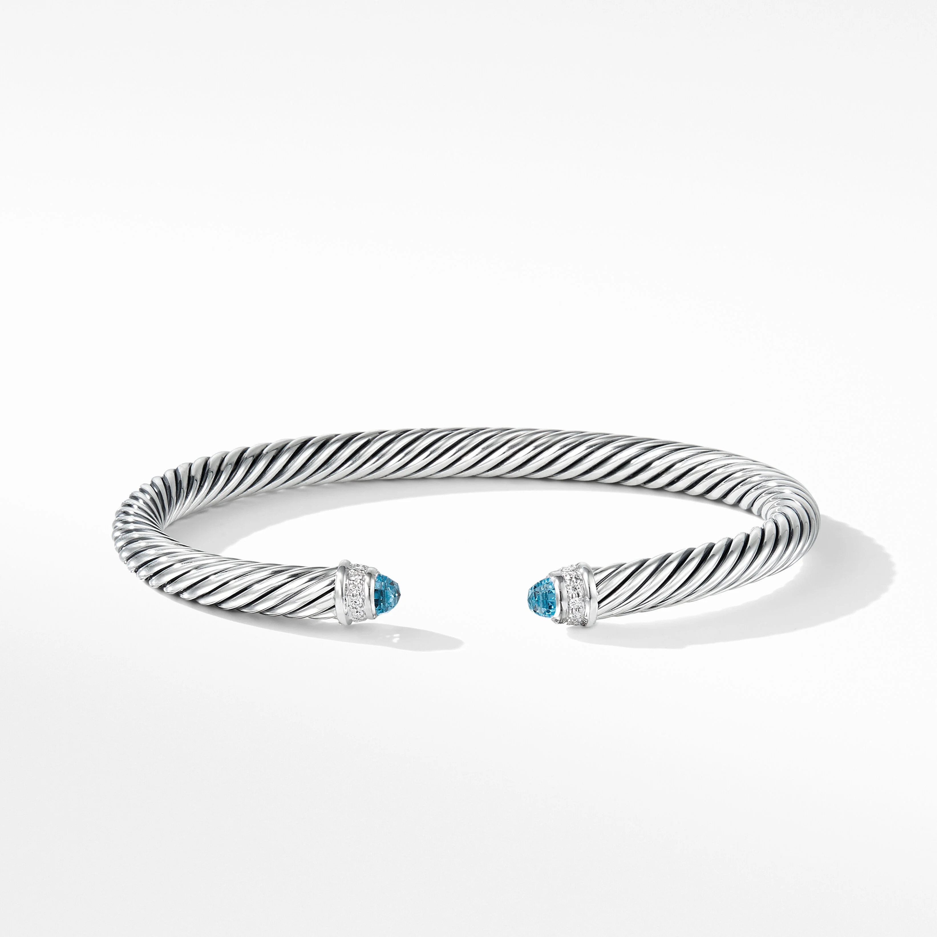 Cable Classics Bracelet in Sterling Silver with Blue Topaz and Pavé Diamonds | David Yurman