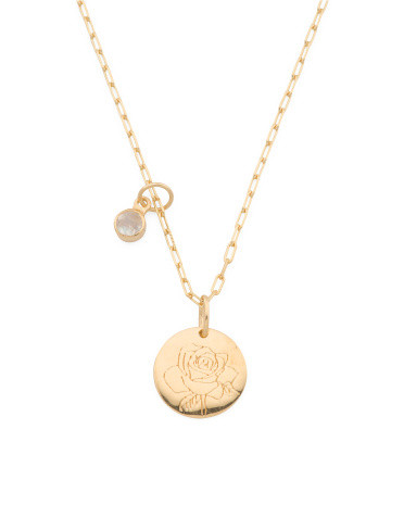 Made In India 14k Gold Plated Birth Flower & Stone Necklace | TJ Maxx