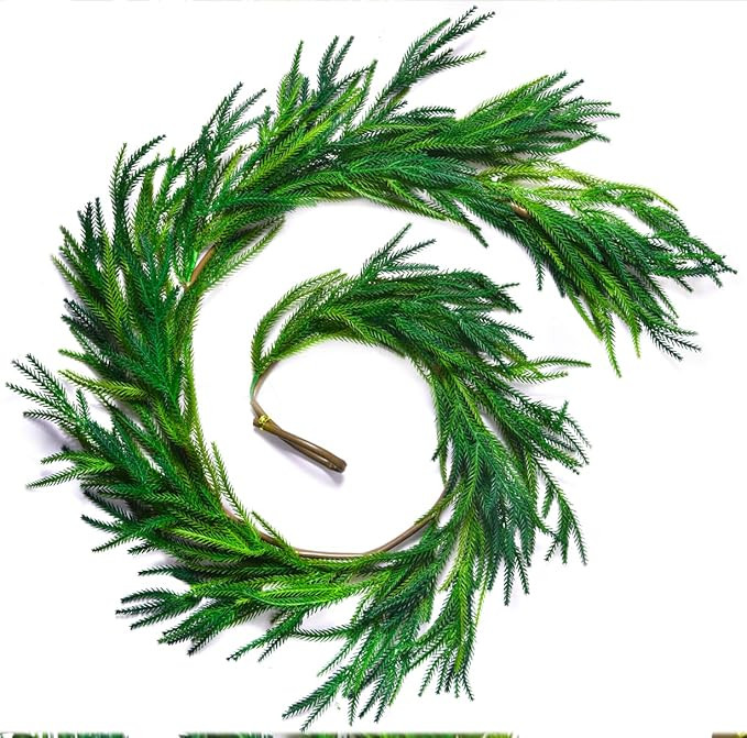 12FTx1 Christmas Real Touch Norfolk Pine Garland Artificial Faux Greenery Garlands Christmas Norf... | Amazon (US)