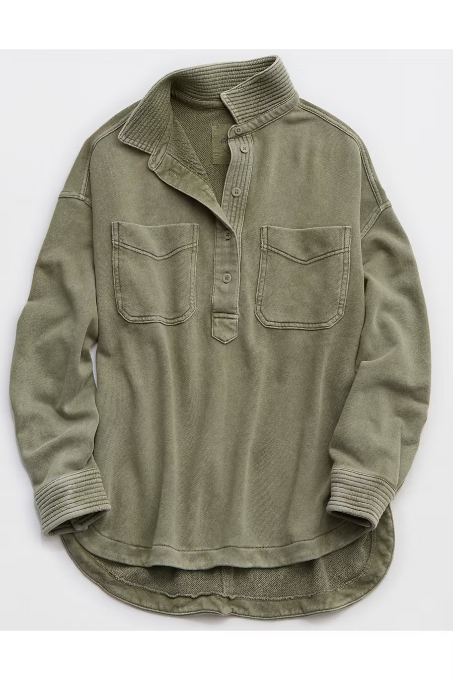 Aerie Popover Polo Sweatshirt Women's Olive Fun L | American Eagle Outfitters (US & CA)