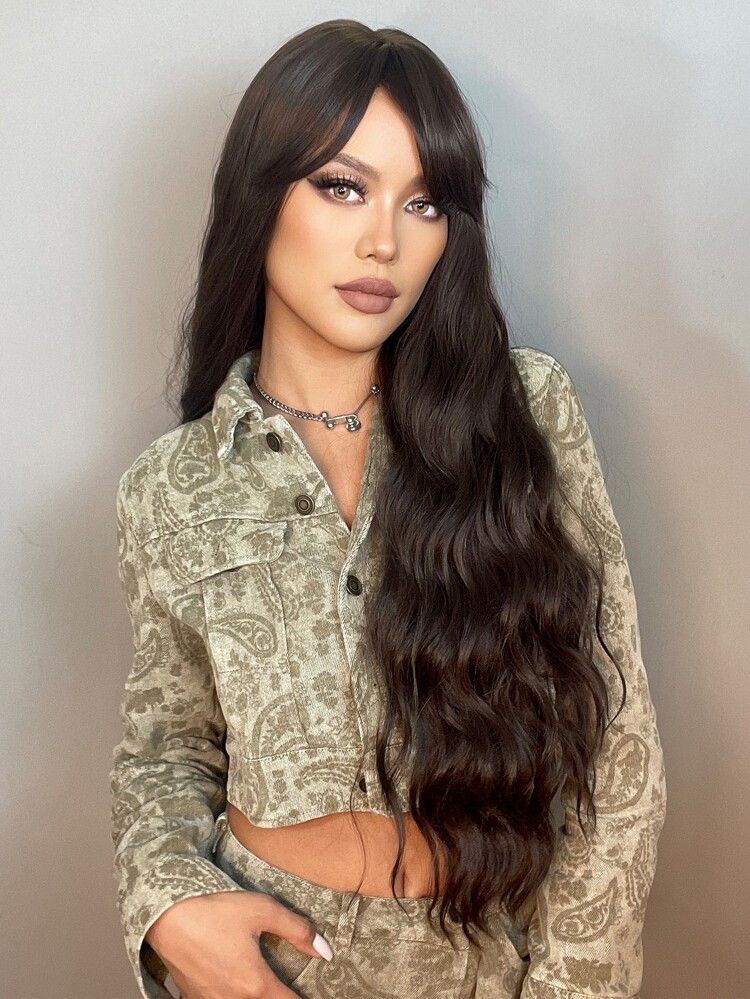Lace Front Long Curly Synthetic Wig With Bangs | SHEIN
