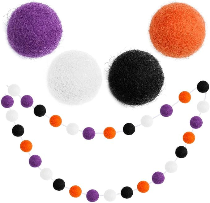 Aneco Halloween Felt Ball Garland Thanksgiving Halloween Garland Decorations Halloween Pom Pom Ga... | Amazon (US)