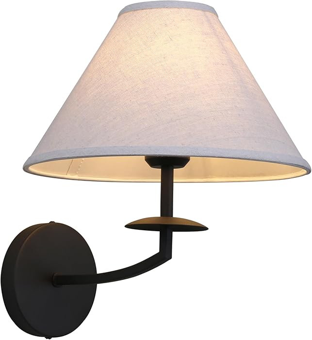 Permo Hardwired Wall Sconce Vintage Cone Shape Fabric Textile Shade Nightlight Curved Arm Indoor ... | Amazon (CA)
