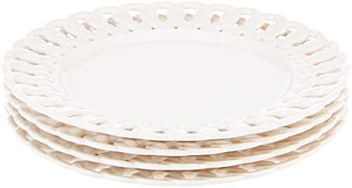 Gracie China by Coastline Imports, Heirloom Collection, 8-Inch Dessert Plate, White Fine Pierced Por | Amazon (US)