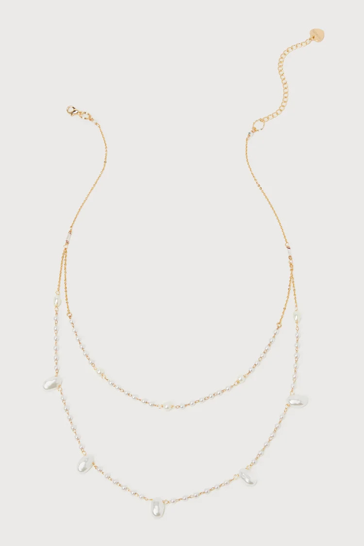 Glamour Pearl Gold Layered Beaded Necklace | Lulus