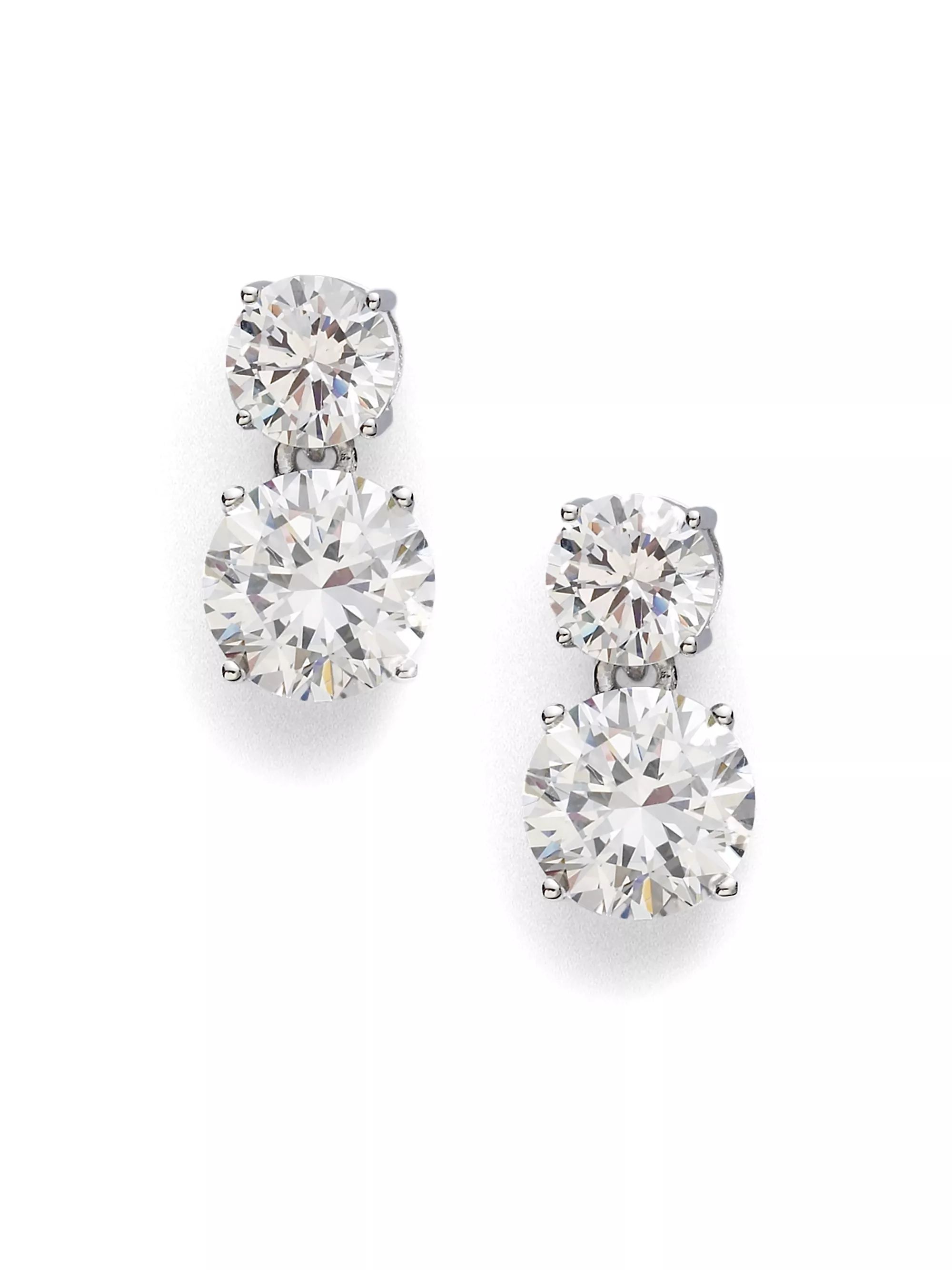 Sterling Silver & Cubic Zirconia Double-Drop Earrings | Saks Fifth Avenue