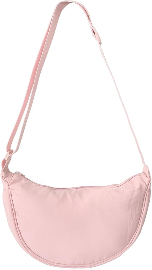 Crescent Bag for Women, Nylon Half Moon Bags Women Crossbody Bag with Adjustable Strap, Solid Col... | Amazon (UK)