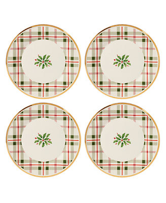 Lenox Holiday Plaid Accent Plates, Set of 4 - Macy's | Macy's