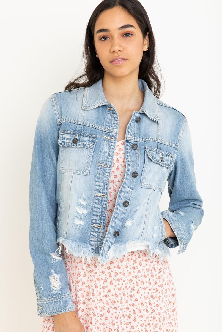 Frayed Hem Denim Jacket | South Moon Under