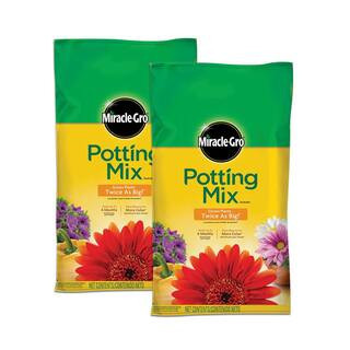 Potting Mix Soil 16 qt. For Container Plants, Flowers, Vegetables, Shrubs, Feeds up to 6 Months (2-Pack) | The Home Depot