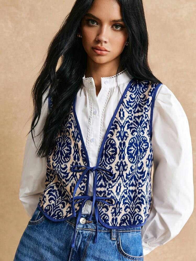 Vintage Front Tie Camisole Vest, Western Vest, Fall Fashion Outfit | SHEIN