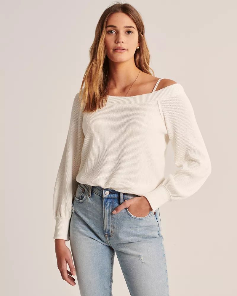 Off-The-Shoulder Waffle Tee | Abercrombie & Fitch US & UK