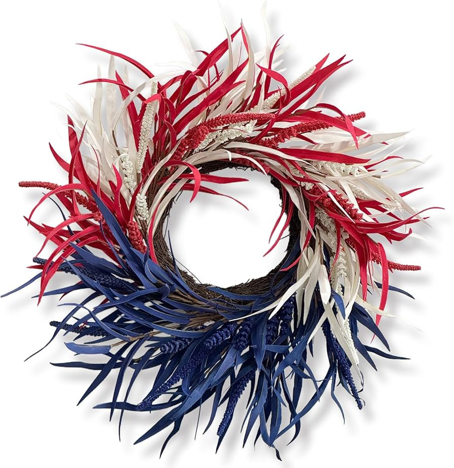 Amazon.com: Huashen 26 Inch Patriotic Wreaths for Front Door, 4th of July Wreath Summer Wreath fo... | Amazon (US)