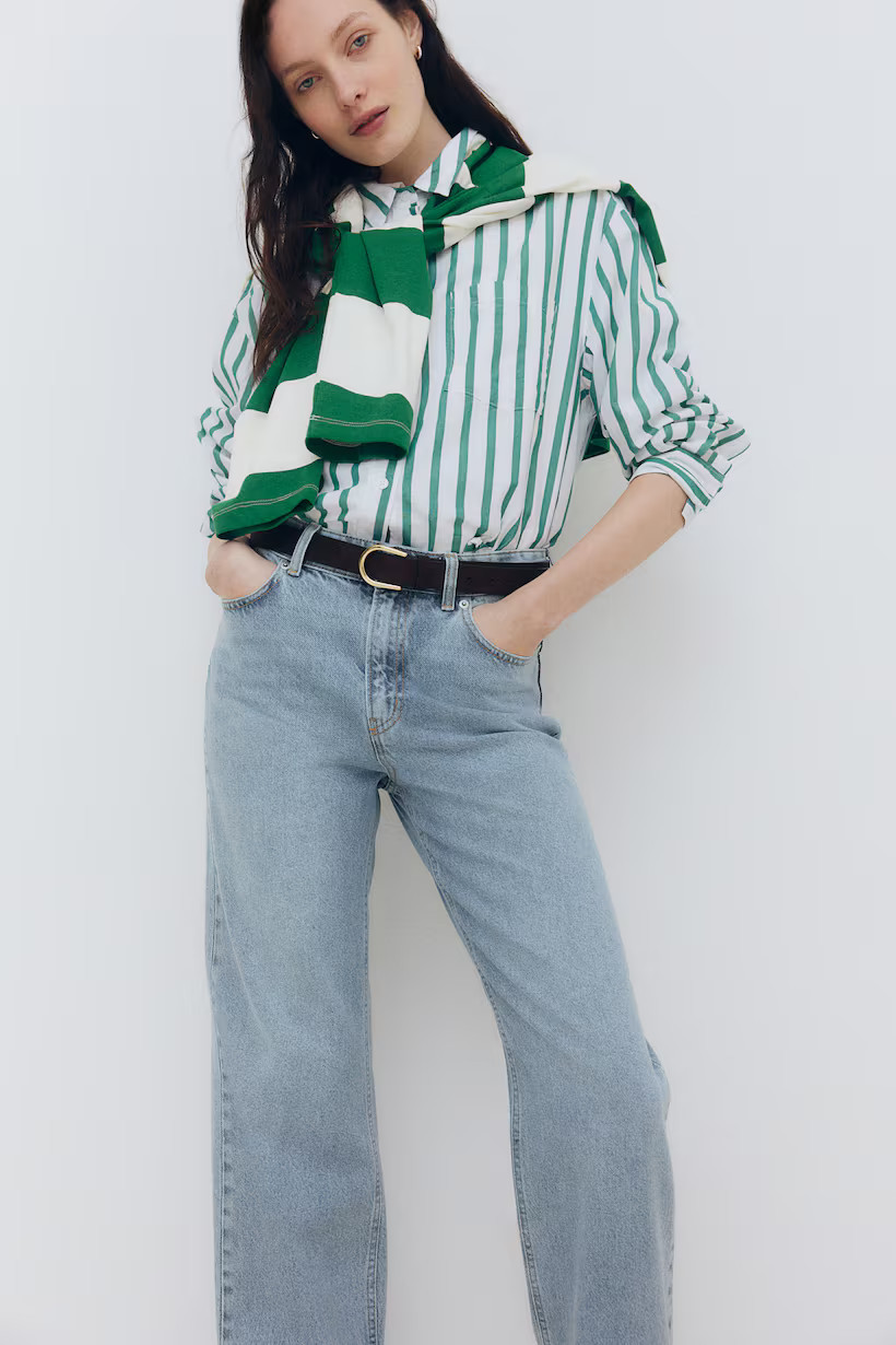 Straight-Cut Foldover-Cuff Jeans | H&M (US + CA)