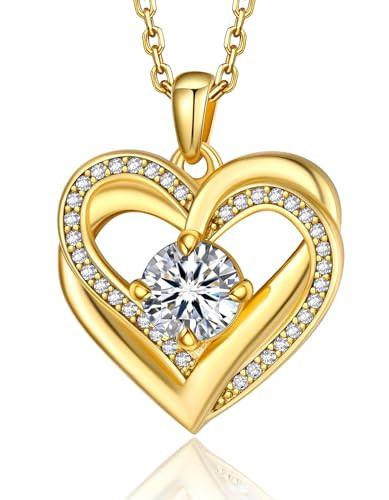 MomentWish Heart Necklace for Women Moissanite, Simulated Diamond, 925 Sterling Silver | Amazon (US)