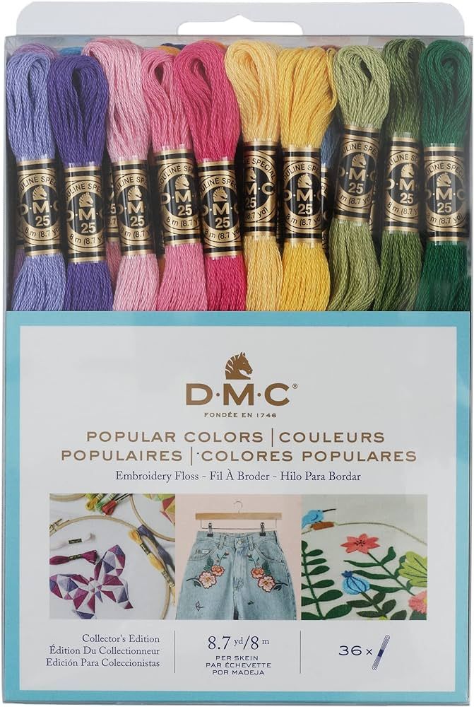 DMC 117F25-PC36 Embroidery Popular Colors Floss Pack, Colors may vary, 8.7-Yard, 36/Pack | Amazon (US)