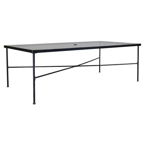 Sunset West Provence French Country Glass Top Black Metal Outdoor Dining Table - 84"W | Kathy Kuo Home