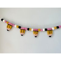 Customizable Big Pencil Garland - Back To School Party Felt Ball Wall Banner Homeschool Classroom Decor Wool Felted New Teachers Gift | Etsy (US)
