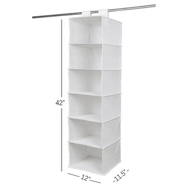 Mainstays 6 Shelf Non Woven Hanging Closet Organizer, Arctic White, Adult and Child - Walmart.com | Walmart (US)