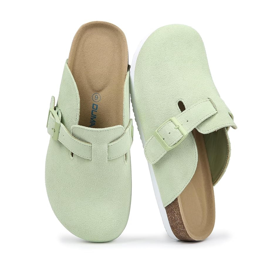 Dumalum Women's Suede Clog Leather Mules Arch Support Potato Shoes with Comfort Cork Footbed - Cl... | Amazon (US)