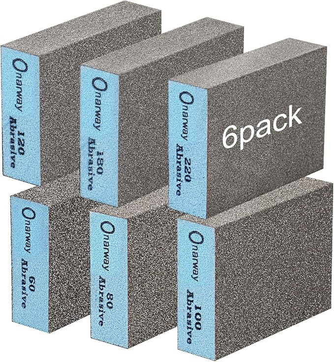 Onarway Sanding Blocks 6 Pack Wet and Dry Dual-use Sanding Sponges, Coarse and Fine - 60/80/100/1... | Amazon (US)