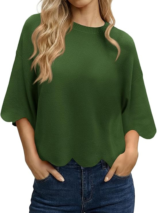 Tankaneo Womens Half Sleeve Sweater Summer Casual Oversized Cropped Sweaters Lightweight Crewneck... | Amazon (US)