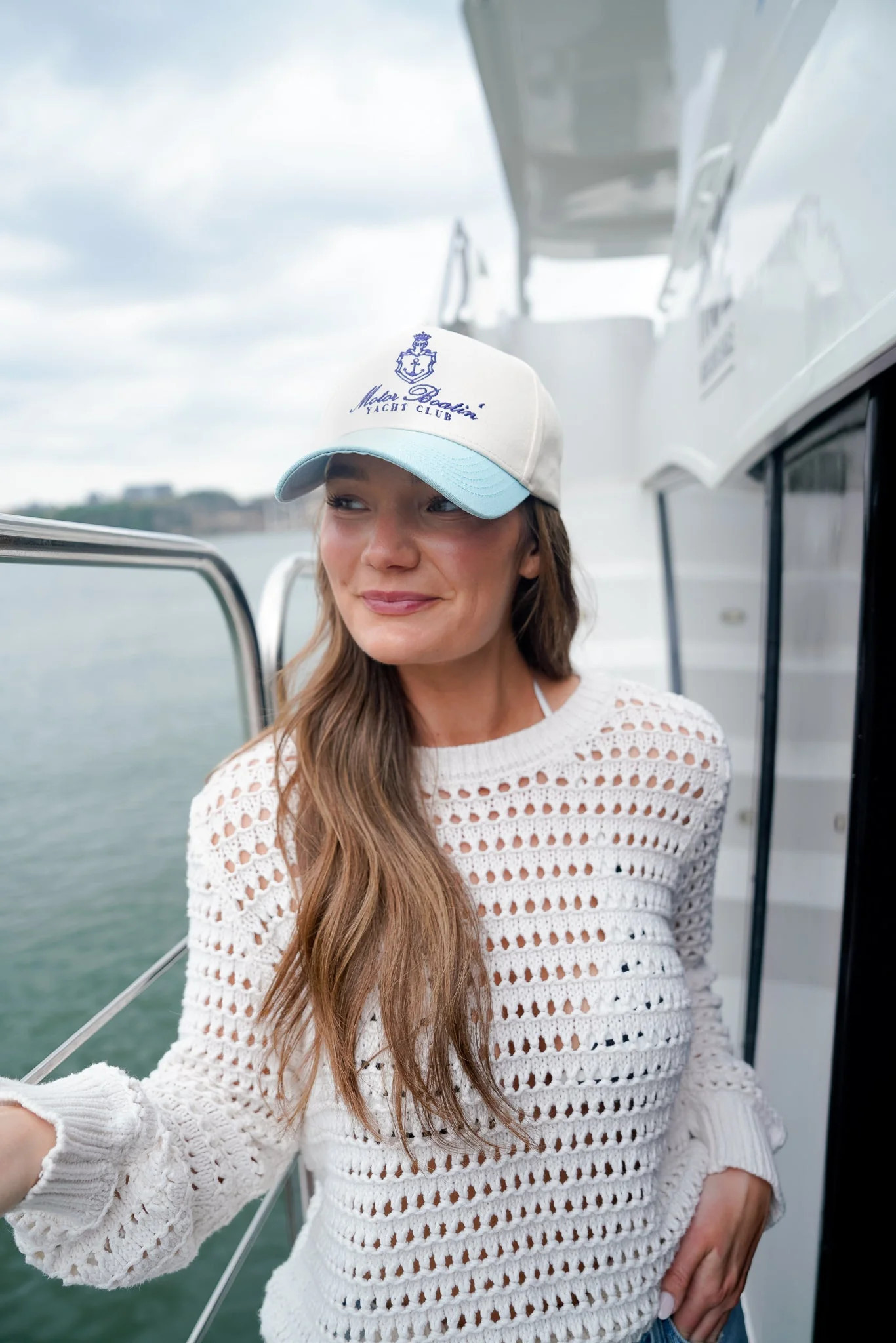 Motor Boatin' Yacht Club - Baby Blue Vintage Trucker Hat | LINNY CO LLC