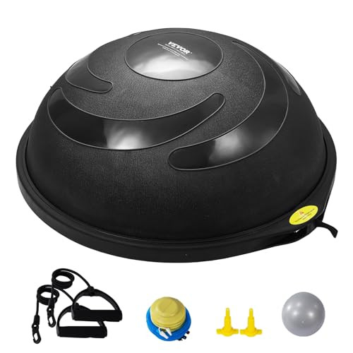 VEVOR 26-inch Half Exercise Ball Trainer, 1500 lbs Capacity Balance Ball, Includes Resistance Bands and Pump, Ideal for Full Body Workouts, Yoga, and Strength Training at Home Gym, Black | Amazon (US)