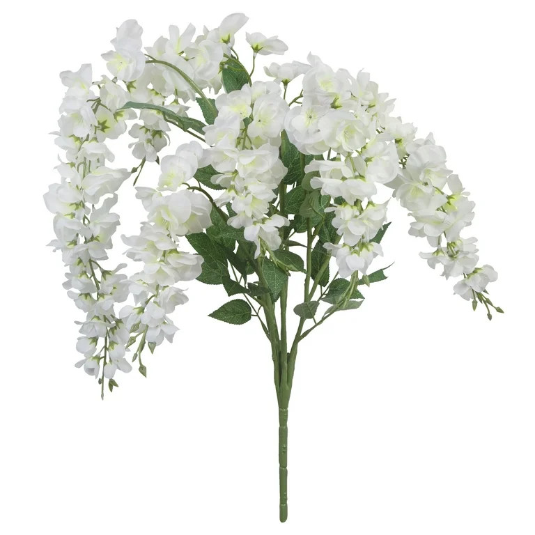 Mainstays Artificial Flowers 32” Artificial Polyester White Wisteria Bouquet | Walmart (US)