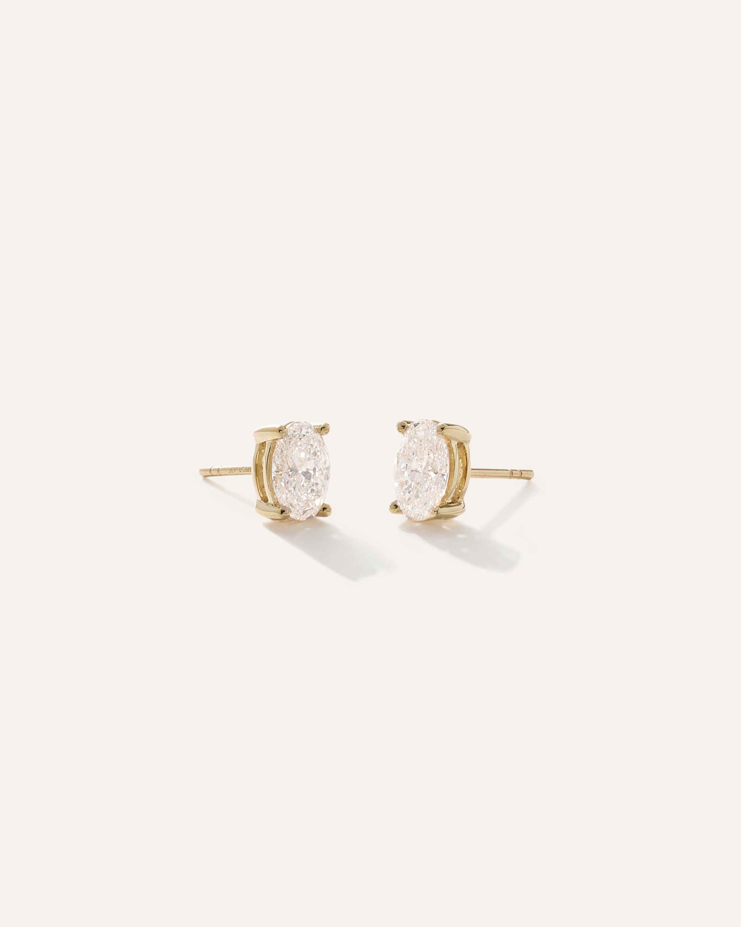 Quince | Women's 14k Gold Lab Grown Diamond Oval Solitaire Studs in Yellow Gold | Quince