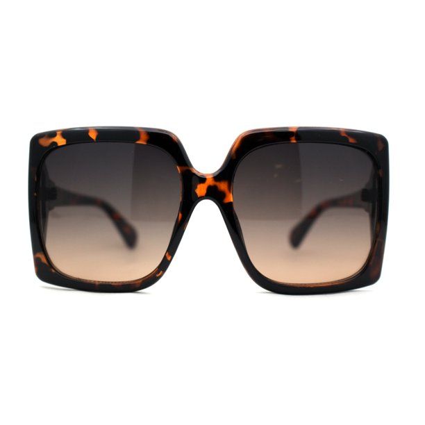 Womens Mod Oversized Rectangle Chic Sunglasses Tortoise Brown | Walmart (US)
