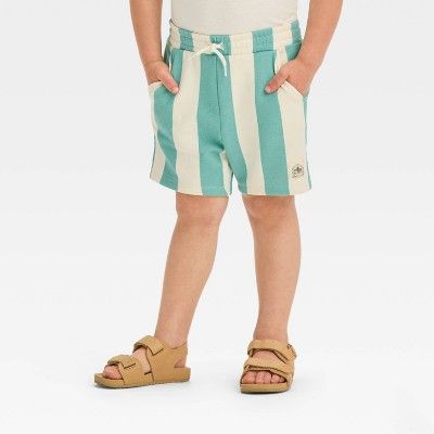 Grayson Mini Toddler Boys' Teal Striped Pull-On Cargo Shorts - Blue | Target