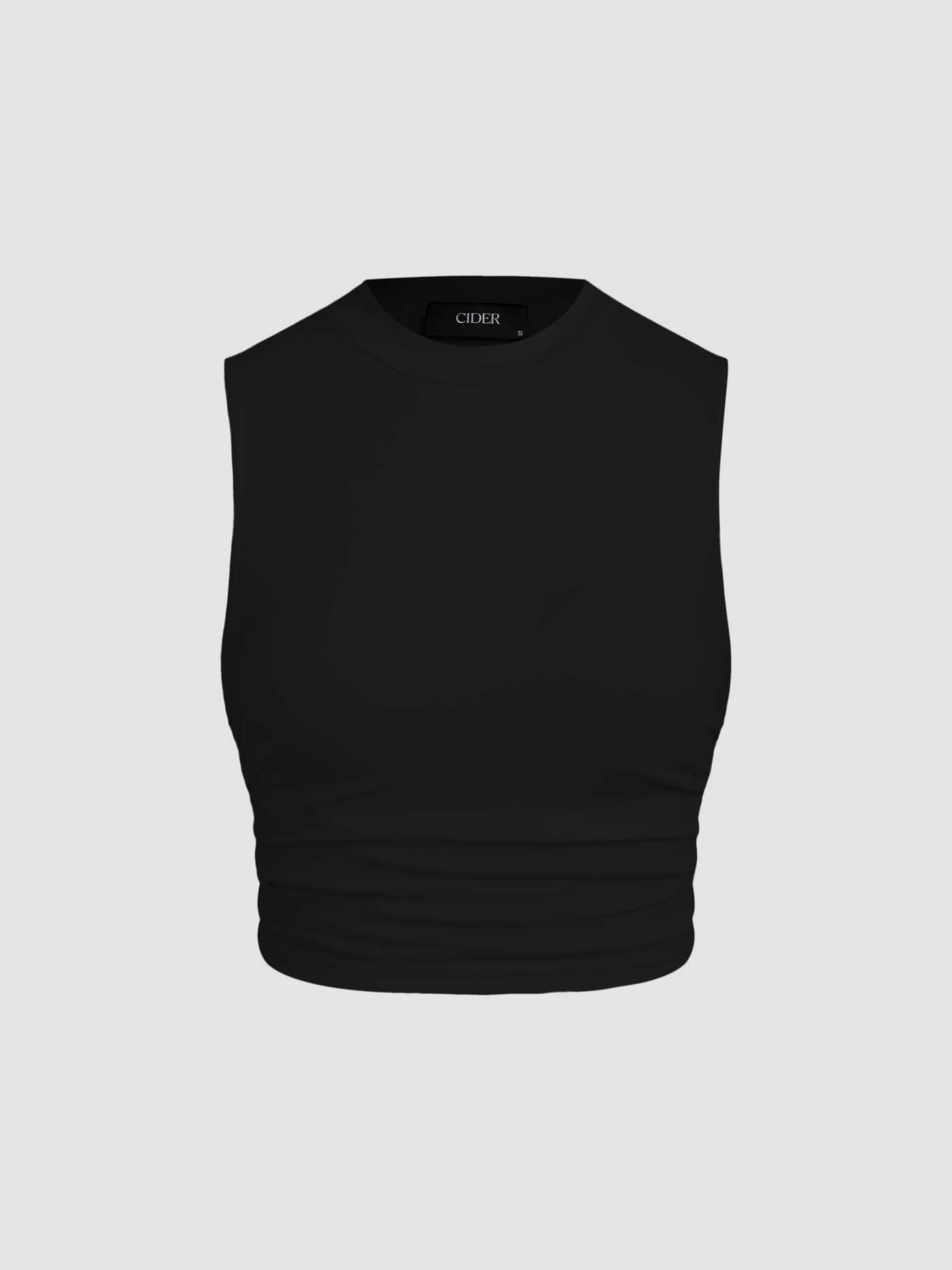 Round Neckline Solid Sleeveless Ruched Crop Top... | Cider