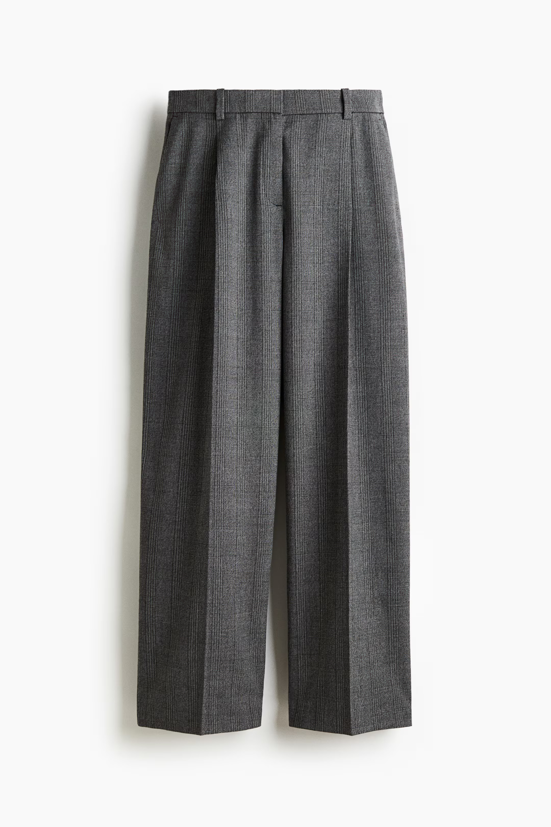 Wide tailored trousers - Dark grey/Checked - Ladies | H&M GB | H&M (UK, MY, IN, SG, PH, TW, HK)