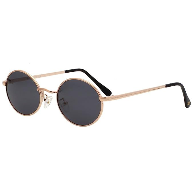 VIVIENFANG 90's Vintage Small Oval Sunglasses Tinted Lens Tiny Metal Shades For Men Women 87156 | Amazon (US)