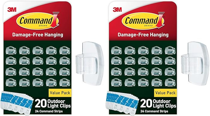 Command Outdoor Light Clips, 20 Clear Organizers and 24 Strips, Damage-Free Hanging with Weather ... | Amazon (US)
