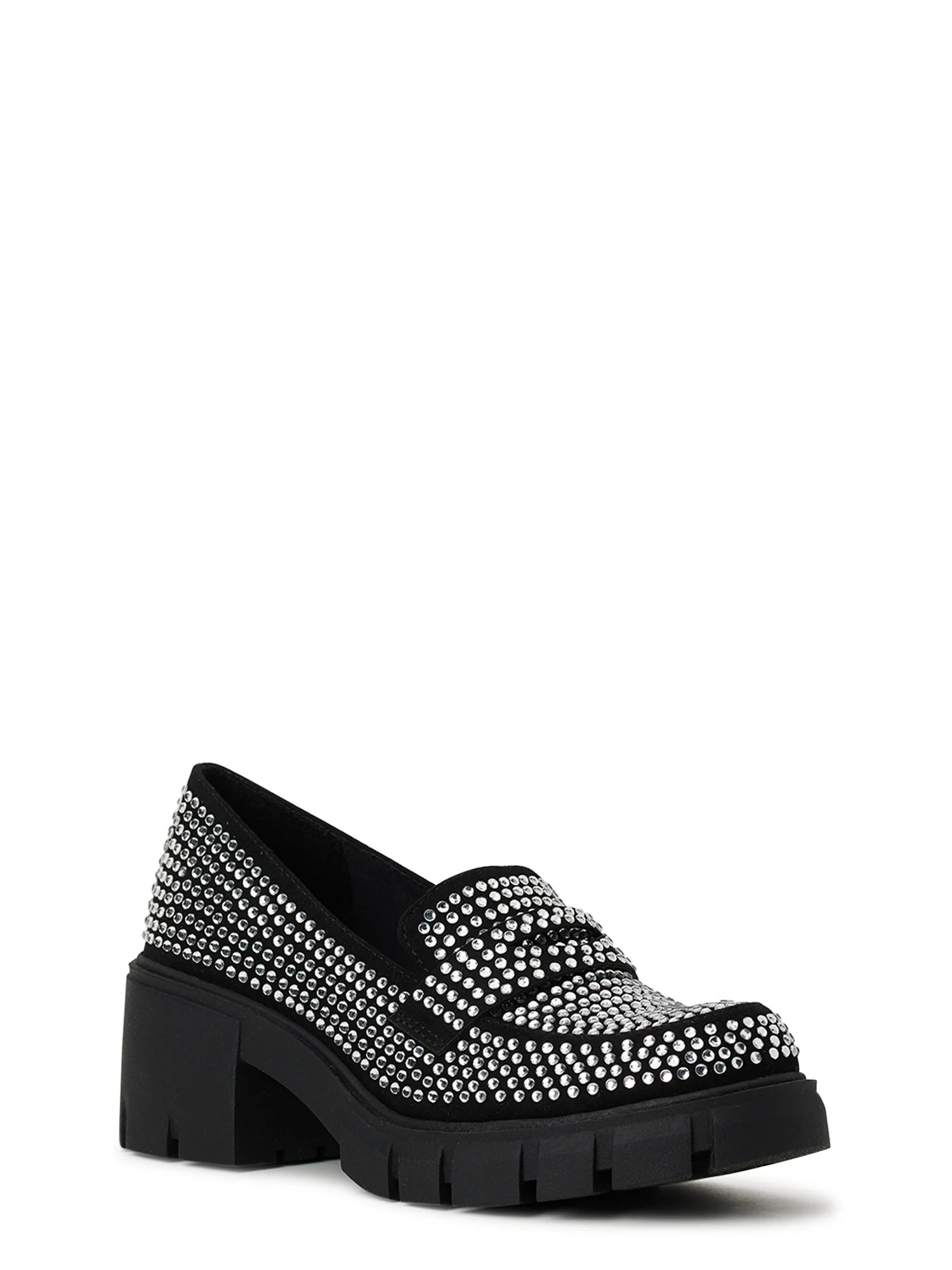 Madden NYC Women's Rhinestone Lug Sole Penny Loafers | Walmart (US)
