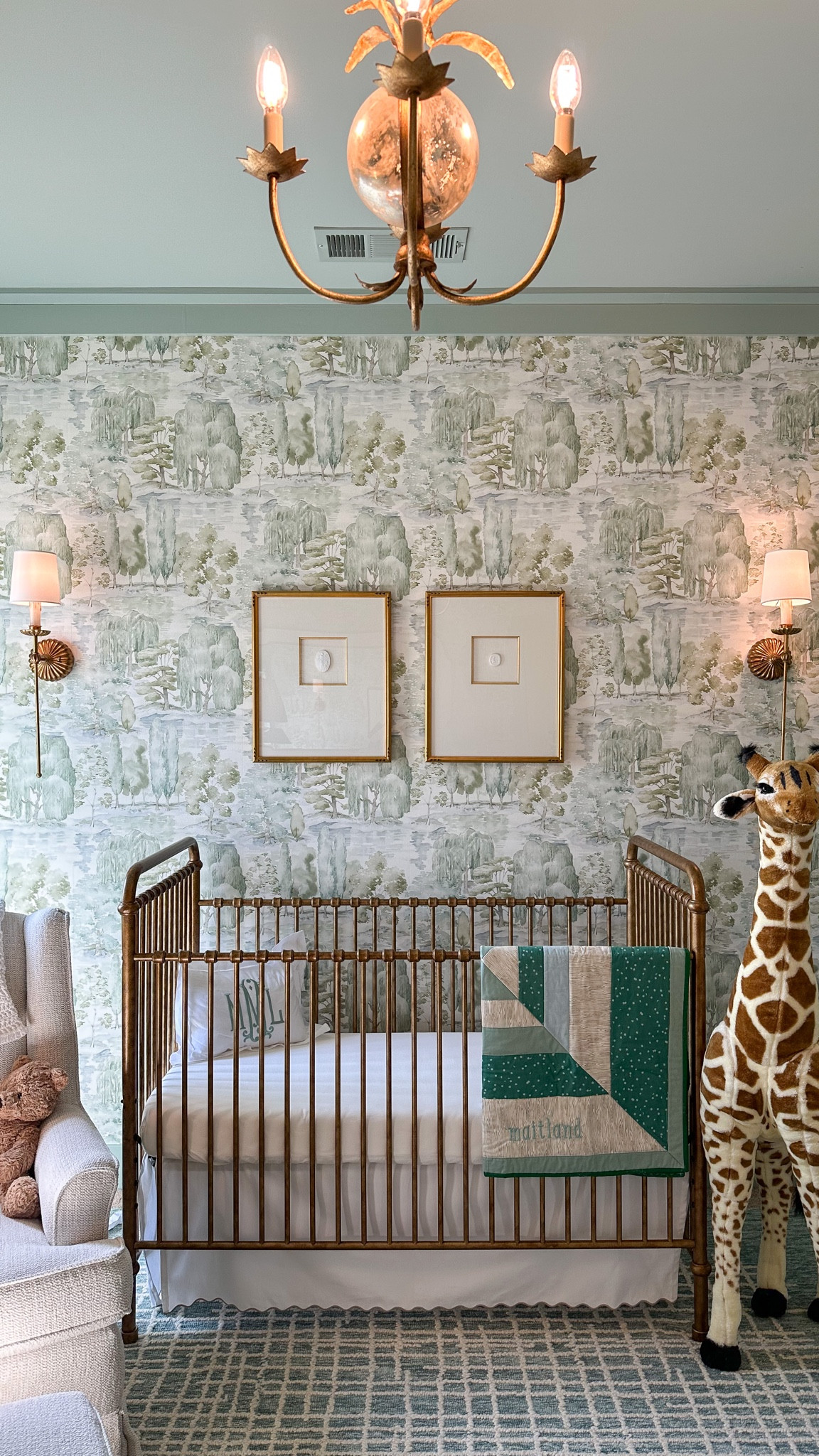 Maitland’s nursery in the morning light 🤍 the wallpaper in here was a game changer and the crib is my absolute favorite. It’s sold out most places right now but always comes back in stock if you sign up for notifications! 

Linking everything! All the furniture, rug, and almost all lighting are from Mantooth Interiors in Homewood, AL. Give them a call to shop local and support my family’s business 🤍

#nursery #nurserydecor #nurserydesign #nurseryinspo #boynursery #genderneutralnursery #wallpaper #interiordesign #visualcomfort #myballardstyle #reginaandrewdetroit #reginaandrew #serenaandlily 

#LTKkids #LTKhome #LTKbaby