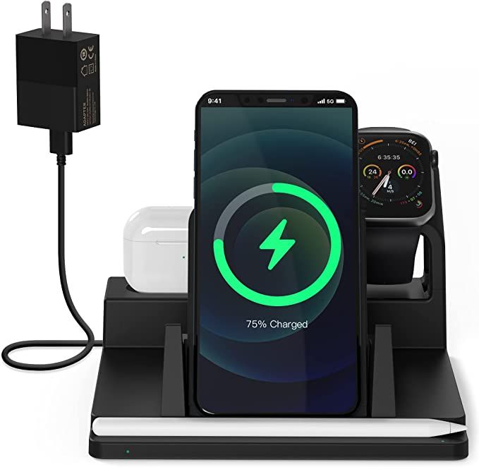 Wireless Charger for Multiple Devices, 4-in-1 Qi-Certified 15W Fast Wireless Charging Station Com... | Amazon (US)