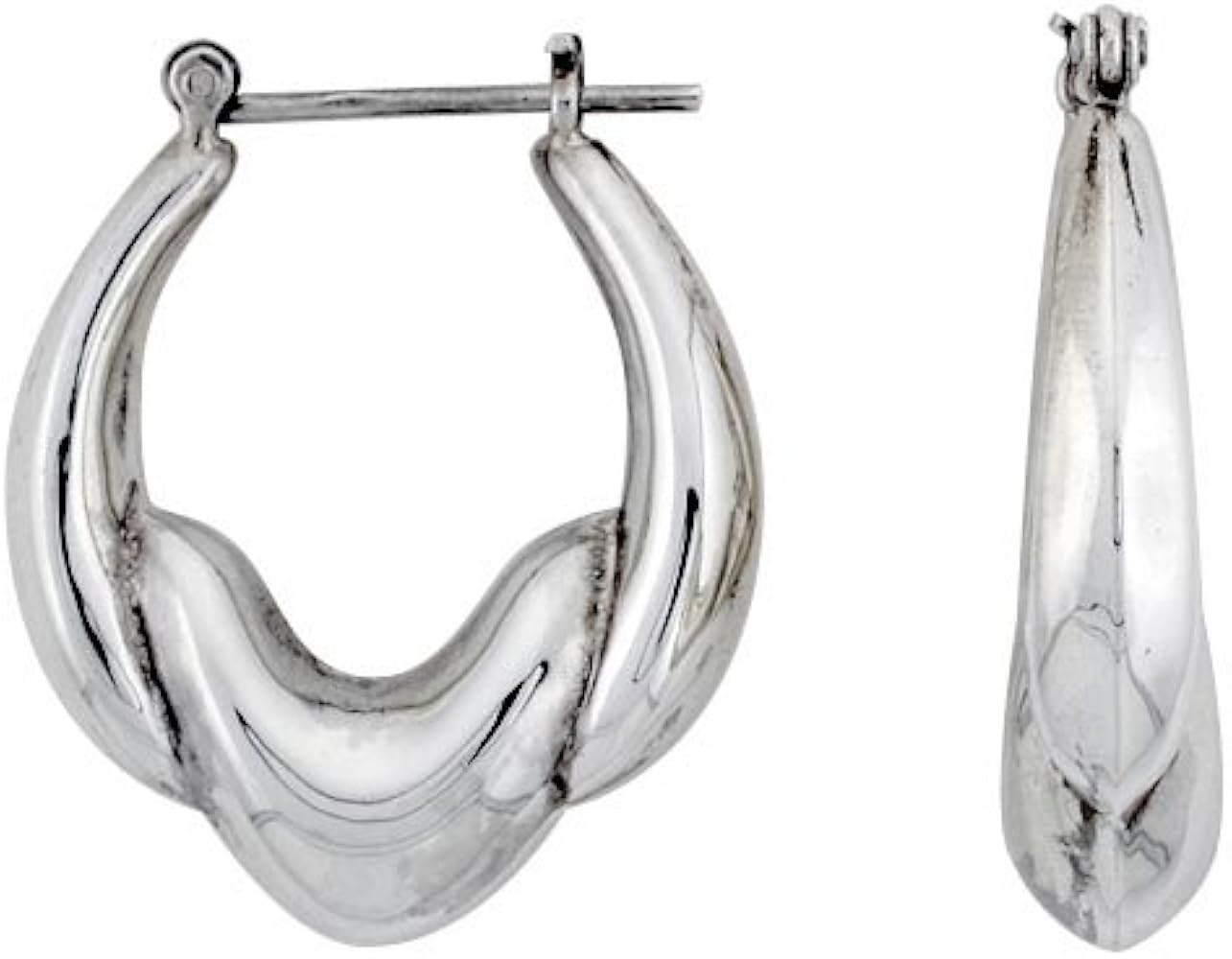 Sterling Silver Hoop Earrings for Women Bowed Center Click Top High Polished 1 1/8 inch | Amazon (US)