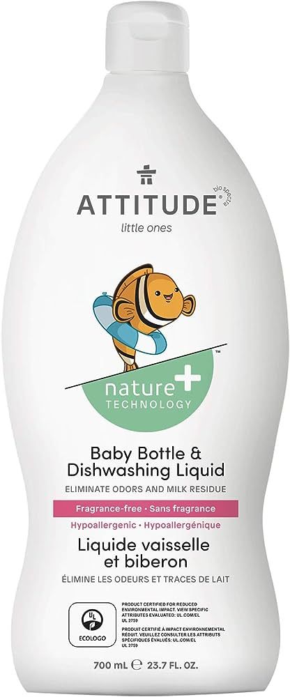 ATTITUDE Liquid Dish Soap for Baby Products, Tough on Milk Residue, Hypoallergenic Plant- and Min... | Amazon (US)